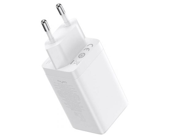 Baseus GaN5 Pro wall charger 2xUSB-C + USB, 65W (white)