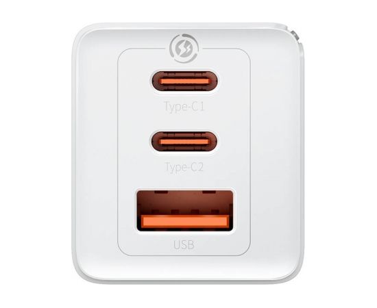 Baseus GaN5 Pro wall charger 2xUSB-C + USB, 65W (white)