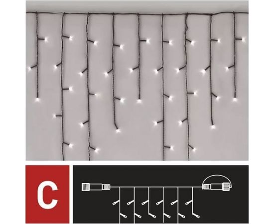 Светодиодная гирлянда / занавес, 30Vdc, 2,5x0,9м, 100 x LED, подключаемая, холодный белый цвет, без блока питания, EMOS