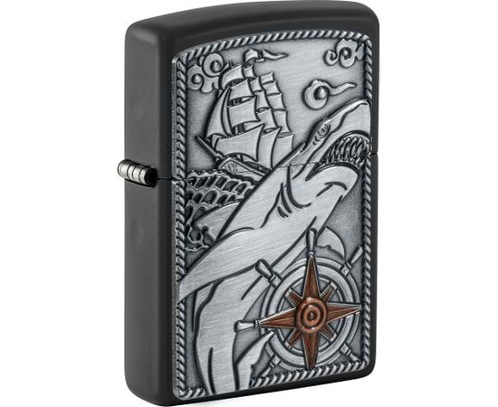 Zippo šķiltavas 48120 Ship Shark Emblem Design