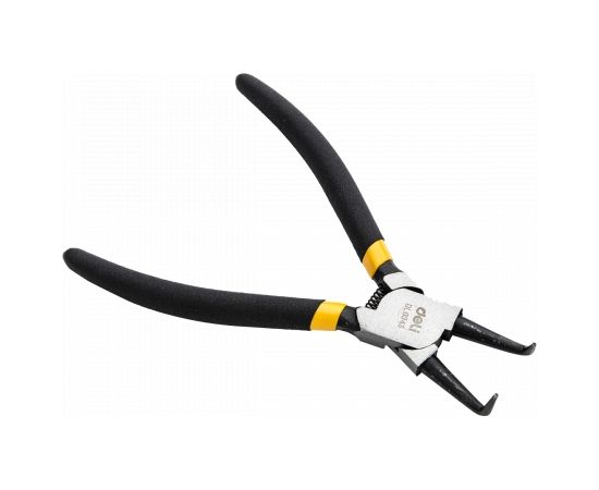 Bent Interior Circlip Pliers 7" Deli Tools EDL0343 (black)