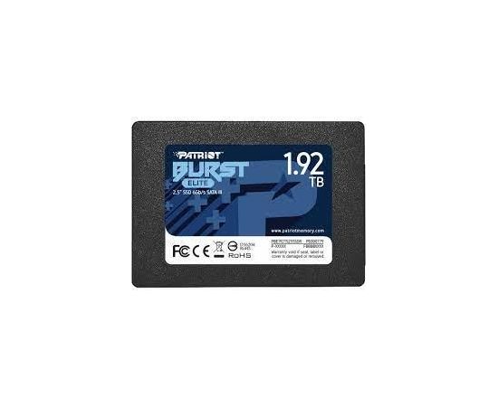 SSD|PATRIOT|Burst Elite|1.92TB|SATA 3.0|3D NAND|Write speed 320 MBytes/sec|Read speed 450 MBytes/sec|2,5"|TBW 800 TB|PBE192TS25SSDR