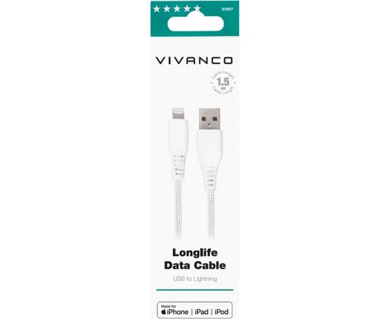 Vivanco cable USB - Lightning 1.5m, white (61687)