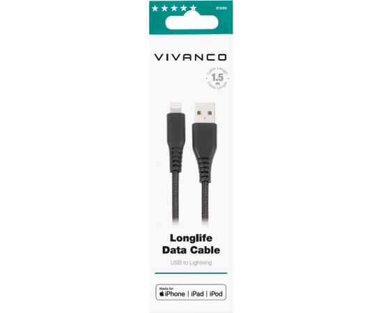 Vivanco cable USB - Lightning 1.5m, black (61688)