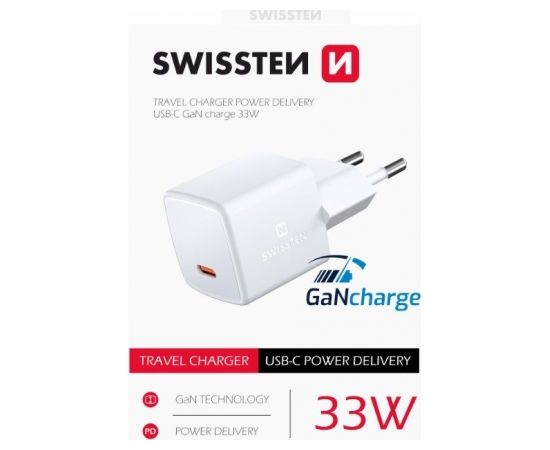 Swissten GaN Mini Tīkla Lādētājs USB-C 33W PD