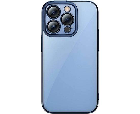 Baseus Glitter Transparent Case and Tempered Glass set for iPhone 14 Pro (blue)