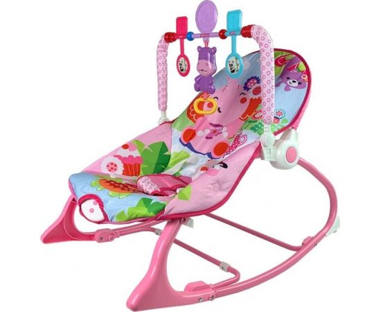 Lean Sport Bujaczek Fotelik 2w1 Hipopotam Różowy, wibracje i dźwięki Šūpuļkrēsli