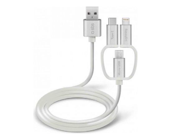 3 In 1 Charging Cable 1.2m By SBS White