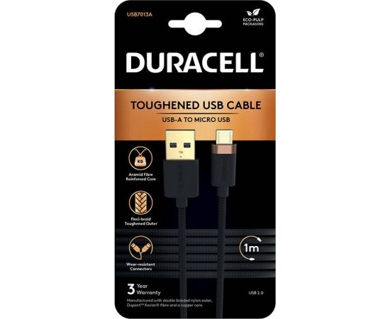 Duracell USB cable for Micro-USB 1m (Black)