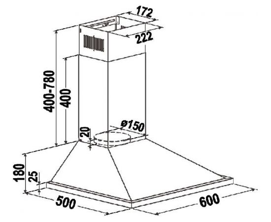 Bomann Pyramid DU 7608 black tvaika nosūcējs