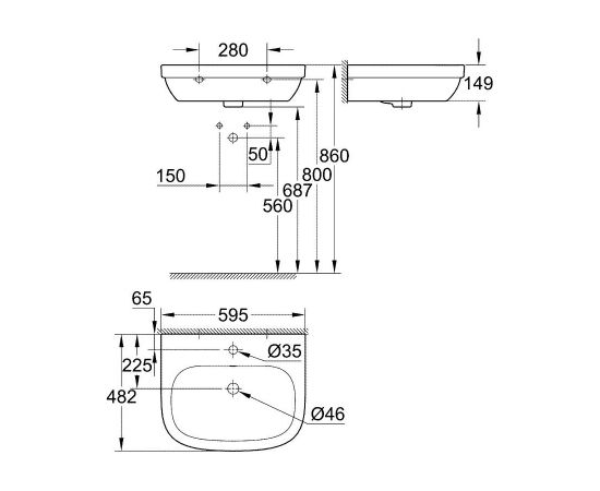 Grohe izlietne EuroCeramic, 600x480 mm, balta