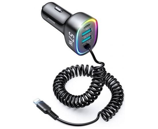 Car charger Joyroom JR-CL20, 2x USB + 2x Lightning, 57W + Lightning cable (black)
