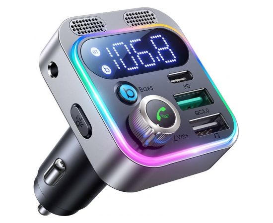 FM transmitter for Joyroom JR-CL16, USB + USB-C, 48W (black)