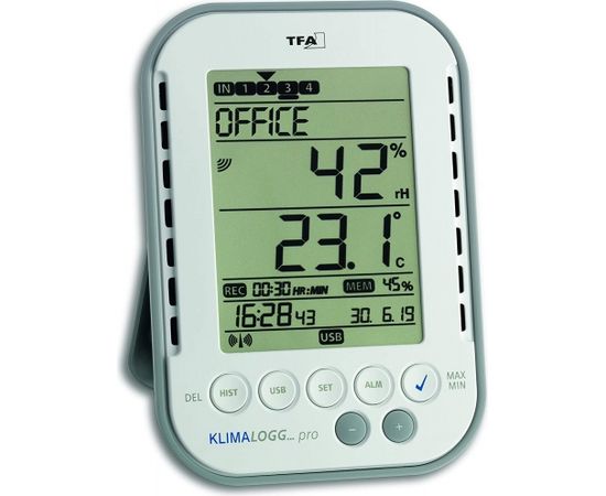 TFA professional thermo-hygrometer with data logger KLIMALOGG PRO, thermometer (white/grey)