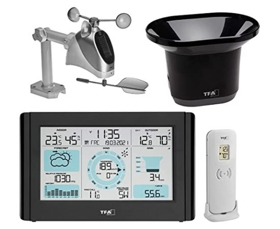 TFA wireless weather station with wind and rain gauge WEATHER PRO (black)