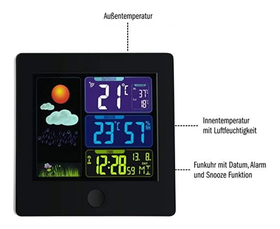 TFA radio weather station with color display SUN (black)