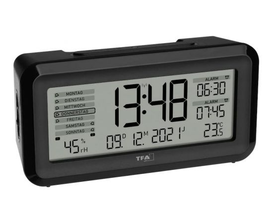 TFA Digital radio alarm clock with room climate BOXX2 (black)