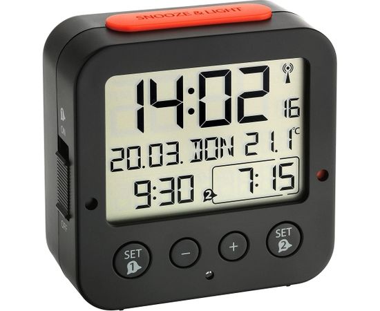 TFA Digital radio alarm clock with temperature BINGO (black/red)