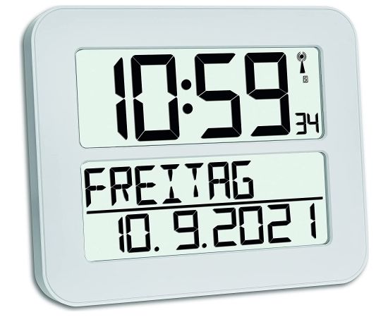 TFA Digital radio clock TIMELINE MAX, wall clock (white)