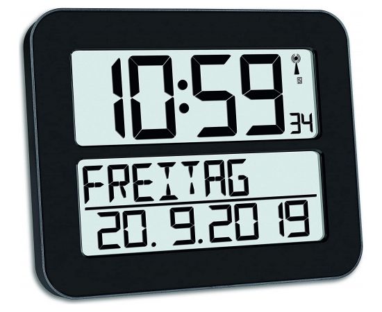 TFA Digital radio clock TIMELINE MAX, wall clock (black)