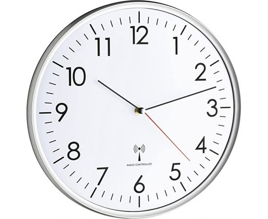 TFA Analogue radio controlled wall clock (white/silver)