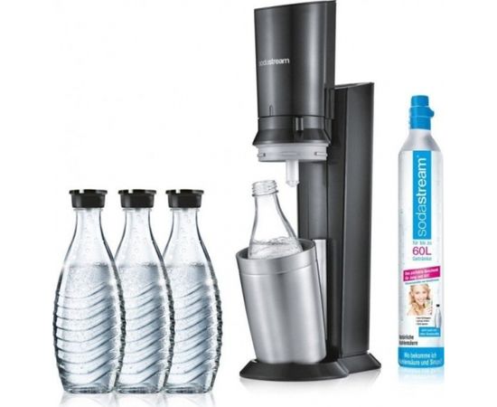 SodaStream CRYSTAL 2.0 Action Pack, Soda (titanium, incl. 3 glass carafes + 1 CO2-cylinder)