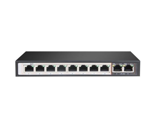 Extralink PERSES | Switch PoE | 8x Gigabit PoE/PoE+, 2x RJ45 Uplink Gigabit, 96W