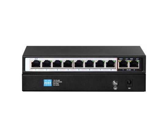 Extralink PERSES | Switch PoE | 8x Gigabit PoE/PoE+, 2x RJ45 Uplink Gigabit, 96W