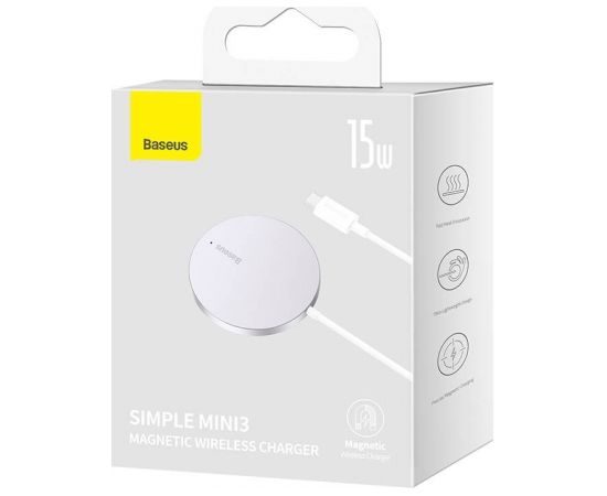 Baseus Simple Mini3 Magnetic Wireless Charger 15W (Silver)