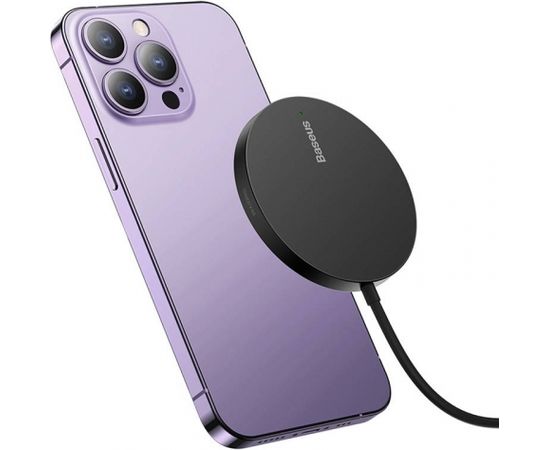 (Ir veikalā) Baseus Simple Mini3 MagSafe Magnetic Wireless Charger 15W (Black) bezvadu lādētājs 6932172618643