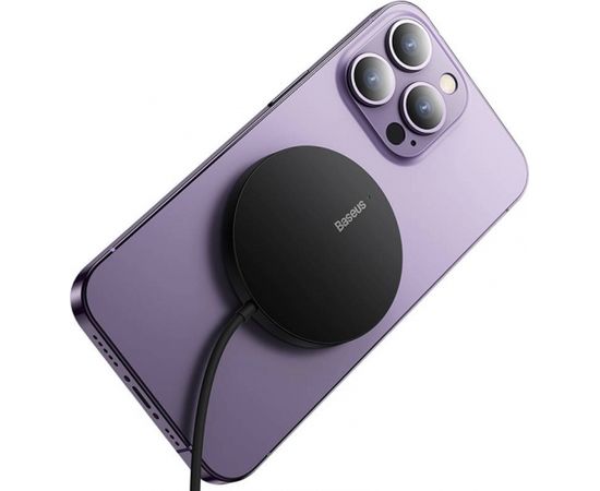 (Ir veikalā) Baseus Simple Mini3 MagSafe Magnetic Wireless Charger 15W (Black) bezvadu lādētājs 6932172618643