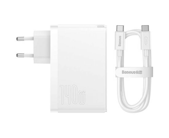 Baseus GaN5 Pro wall charger 2xUSB-C + USB, 140W (white)