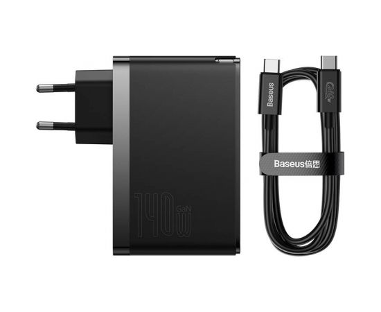 Baseus GaN5 Pro wall charger 2xUSB-C + USB, 140W (black)