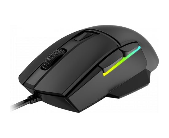 LORGAR gaming mice, Optical Gaming Mouse with 6 programmable buttons, Pixart ATG4090 sensor, DPI can be up to 8000, 30 million times key life, 1.8m PVC USB cable, Matt UV coating and RGB lights with 4 LED flowing mode, size:124.90*71.65*41.36mm, 115g