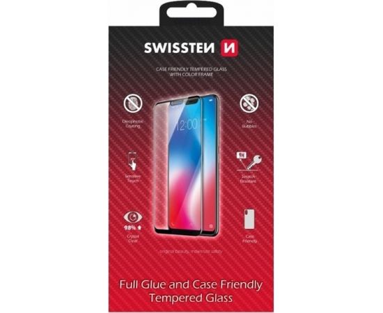 Swissten Full Face Tempered Glass Aizsargstikls Pilnam Ekrānam Apple iPhone 11 Melns