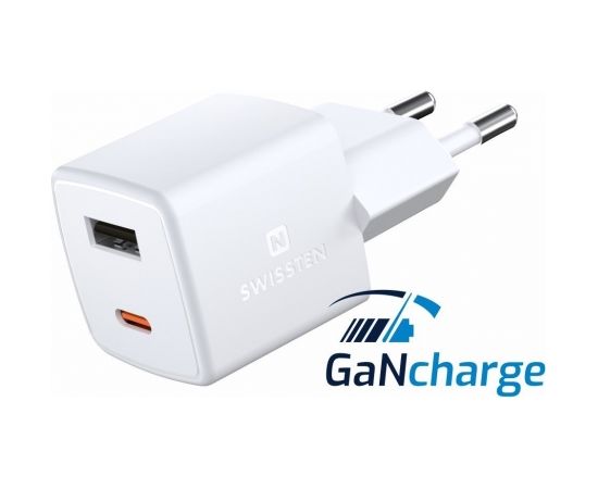 Swissten GaN Mini зарядное устройство USB-C / USB / PD 30W Зарядные устройства