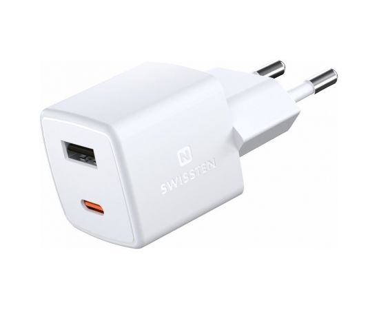 Swissten GaN Mini зарядное устройство USB-C / USB / PD 30W Зарядные устройства