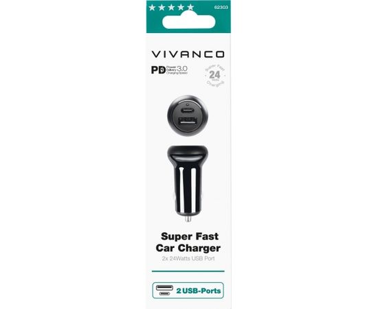 Vivanco car charger USB/USB-C 24W (62303)