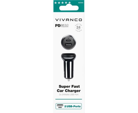 Vivanco car charger USB/USB-C 24W (62303)