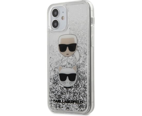 Karl Lagerfeld KLHCP12SKCGLSL Liquid Glitter 2 Heads Cover Чехол для Apple iPhone 12 Mini Серебряный