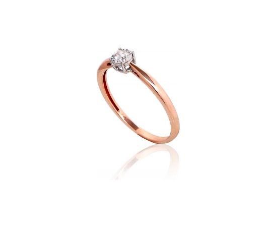 Золотое кольцо #1101037(Au-R+Au-W)_DI, Красное/Белое Золото	585°, Бриллианты (0,11Ct), Размер: 18.5, 1.47 гр.