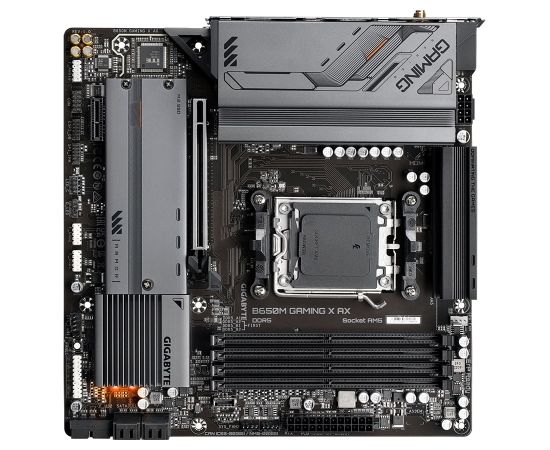 Gigabyte B650M GAMING X AX 1.1 M/B Processor family AMD, Processor socket AM5, DDR5 DIMM, Memory slots 4, Supported hard disk drive interfaces 	SATA, M.2, Number of SATA connectors 4, Chipset B650, Micro ATX Mātes plates