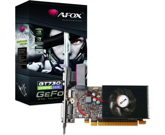 AFOX Geforce GT730 1GB DDR3 64Bit DVI HDMI VGA LP Fan 	AF730-1024D3L7-V1 Grafiskās video kartes