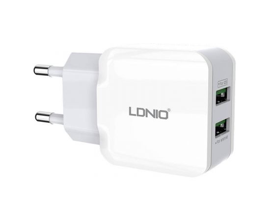 Wall charger LDNIO A2202, 2x USB, 12W (white)