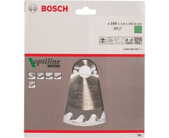 Bosch Circular Saw Blade Optiline 160x20