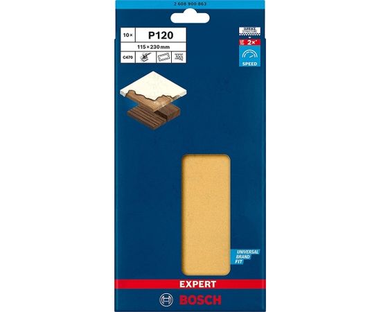Bosch Expert C470 sanding sheet, 115 x 280mm, K120 (10 pieces, for orbital sanders)