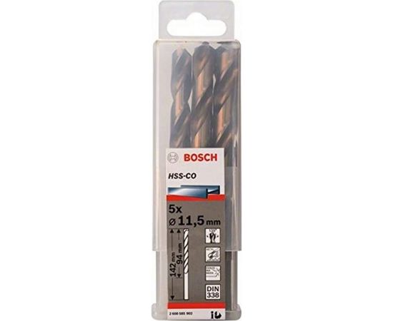 Bosch Metal twist drill HSS-Co, DIN 338,  11.5mm (5 pieces, working length 94mm)