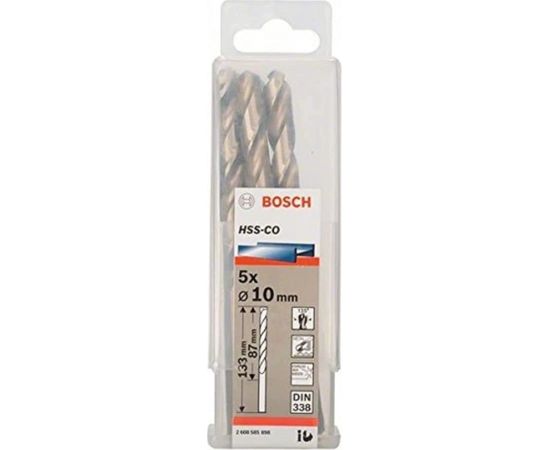Bosch Metal twist drill HSS-Co, DIN 338,  10mm (working length 87mm, 5 pieces)