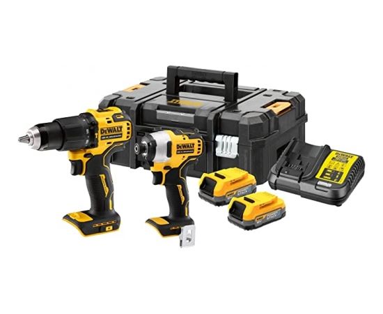 DeWALT POWERSTACK battery combo pack DCK2062E2T, 18 volts, with impact wrench, impact drill (yellow/black, 2x POWERSTACK Li-Ion battery 1.7 Ah, in T STAK Box II)