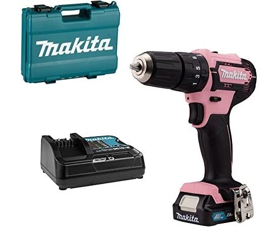 Makita cordless impact drill HP333DSAP, 12V (pink/black, Li-ion battery 2.0Ah, case)